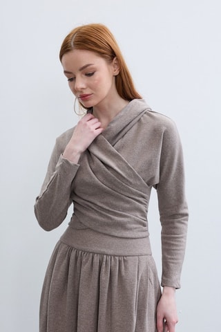 Top con cappuccio  - Taupe