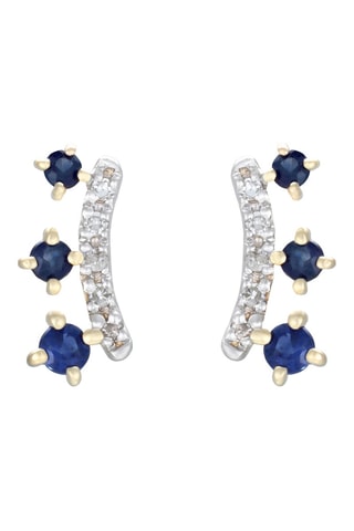 Oorbellen Araceli - Geelgoud, Diamanten en Saffier