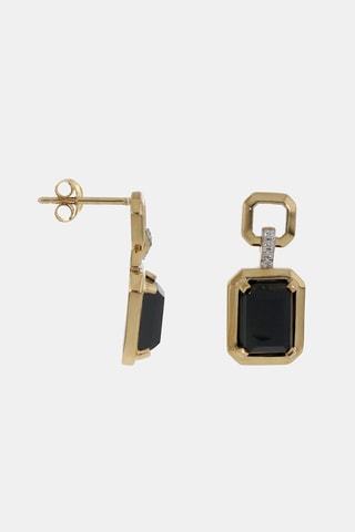Oorbellen Eternal Black - Geelgoud, Agaten en Diamanten