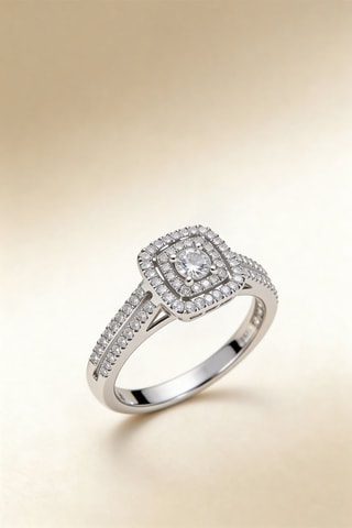 Verlovingsring Carré Scintillant Witgoud, Diamanten en Solitaire  