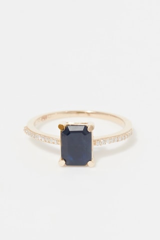 Ring Geelgoud, Diamanten en Saffier