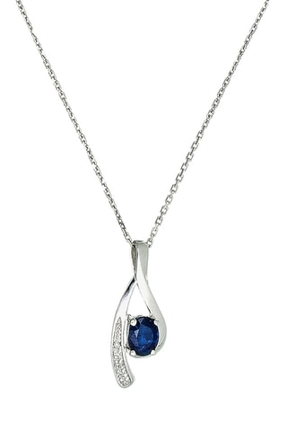 Pendentif Lana - Or blanc, diamants et saphir
