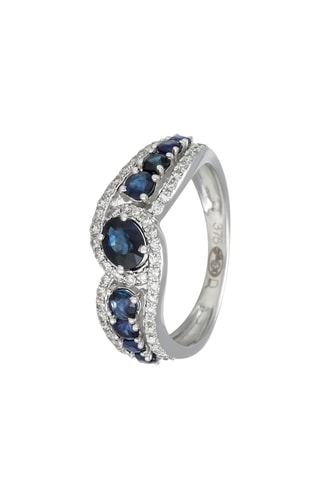 Ring - Witgoud, Saffieren en Diamanten