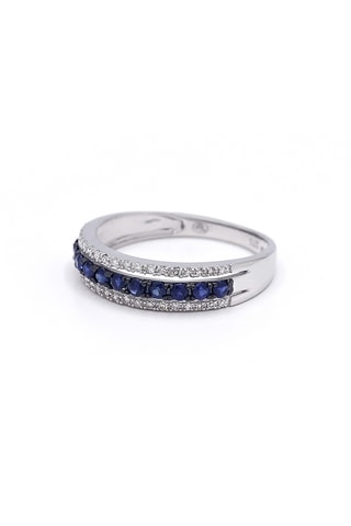 Ring - Witgoud, Saffieren en Diamanten