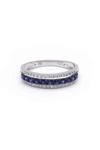 Ring - Witgoud, Saffieren en Diamanten