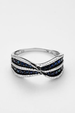 Ring - Witgoud, Saffieren en Diamanten