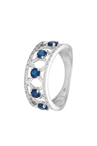 Ring - Witgoud, Diamanten en Saffieren