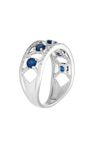 Ring - Witgoud, Diamanten en Saffieren