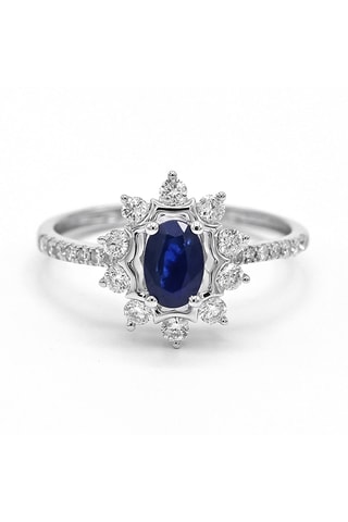 Ring - Witgoud, Saffier en Diamanten