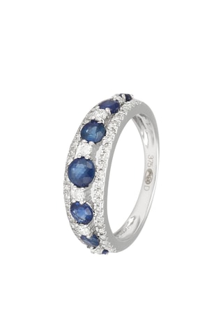 Bague - Or blanc, saphirs et diamants