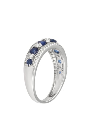 Bague - Or blanc, saphirs et diamants
