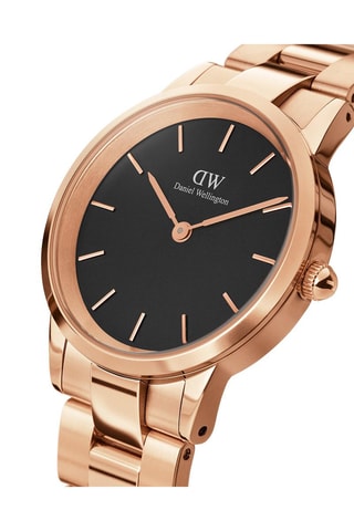 Montre à quartz en acier Iconic Link - 28 mm - Doré rose et noir