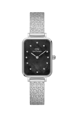 Montre à quartz en acier Quadro 20 x 26 mm - Argenté et noir