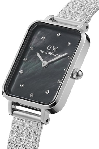 Montre à quartz en acier Quadro 20 x 26 mm - Argenté et noir