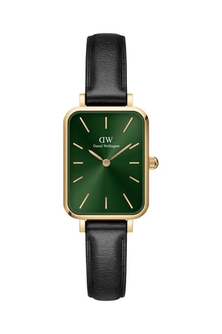 Montre à quartz en cuir et plaqué or jaune Quadro - 20 x 26 mm