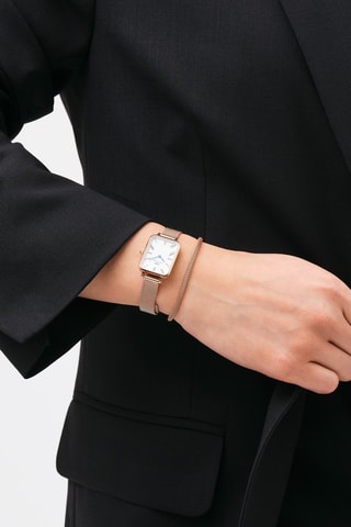 Montre à quartz en acier - Doré rose et blanc