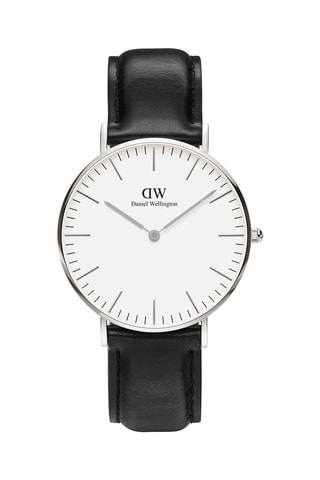 Montre à quartz en cuir Sheffield  36 mm - Noir