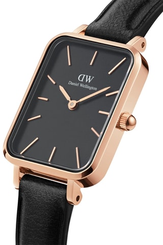 Montre à quartz en cuir et plaqué or rose Sheffield - 20 x 26 mm