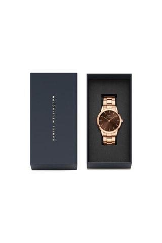 Montre à quartz en plaqué or rose Iconic Link Amber - 40 mm - Doré rose et marron