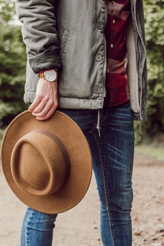 Montre à quartz en cuir Classic Durham - 40 mm - Camel et argenté