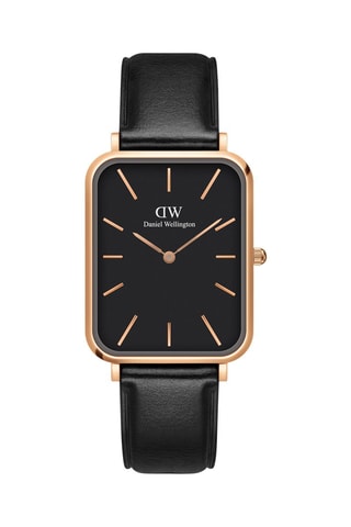 Montre à quartz en cuir Quadro Pressed Sheffield 29 x 36,5 mm - Noir