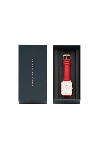 Montre en cuir Pressed Suffolk - 29 x 36,5 mm - Rouge et doré rose