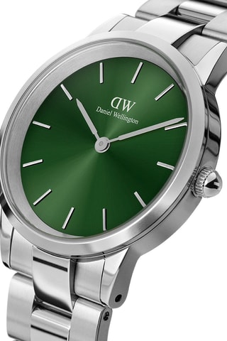 Montre à quartz en acier Iconic Link Emerald - 40 mm - Argenté et vert