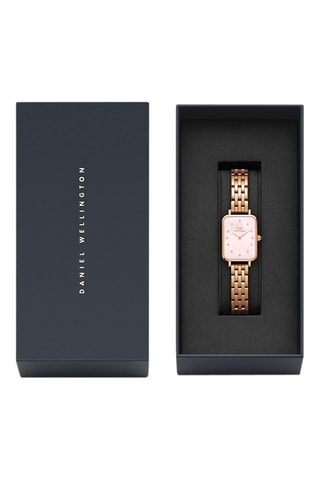 Montre à quartz en acier, nacre et plaqué or rose Quadro Lumine - 20 x 26 cm