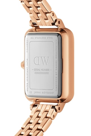 Montre à quartz en acier, nacre et plaqué or rose Quadro Lumine - 20 x 26 cm