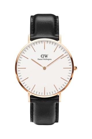 Montre à quartz en cuir et plaqué or rose Sheffield - 40 mm