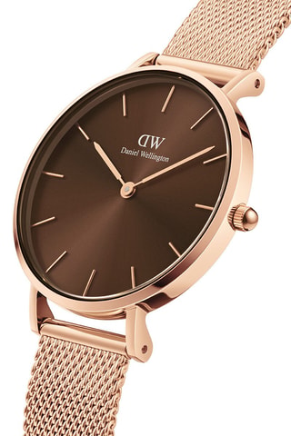 Montre à quartz en acier et plaqué or rose Petite Amber