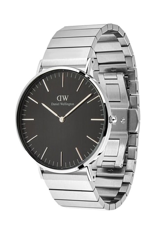 Montre à quartz en acier - Argenté et noir