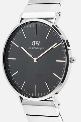 Montre à quartz en acier - Argenté et noir