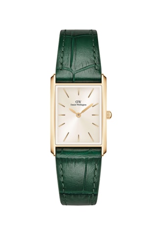 Montre à quartz en cuir - Vert et doré