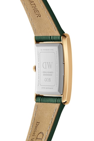 Montre à quartz en cuir - Vert et doré