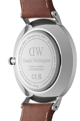 Montre à quartz en cuir - Marron et argenté