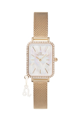 Montre à quartz en acier et zircons