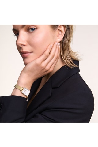 Montre à quartz en acier et zircons