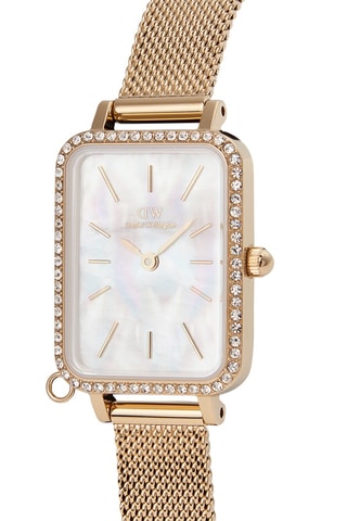 Montre à quartz en acier et zircons