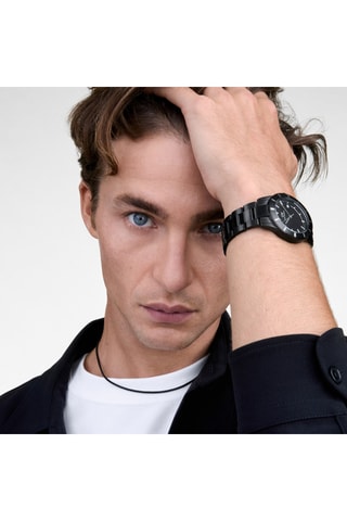Montre à quartz en acier - Noir
