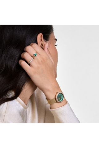 Montre à quartz en acier et zircons