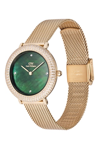 Montre à quartz en acier et zircons