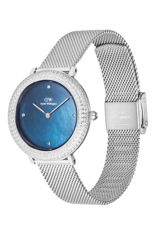 Montre à quartz en acier et zircons