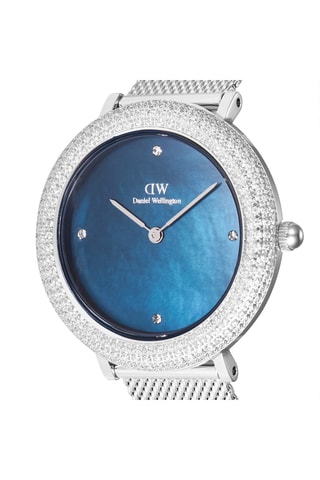 Montre à quartz en acier et zircons