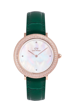 Montre à quartz en cuir et zircons