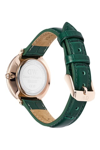 Montre à quartz en cuir et zircons