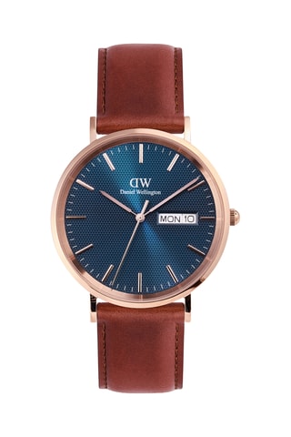 Montre à quartz en cuir - Marron et doré
