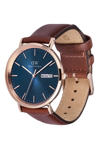 Montre à quartz en cuir - Marron et doré
