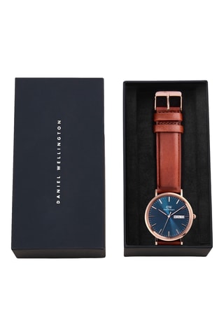 Montre à quartz en cuir - Marron et doré