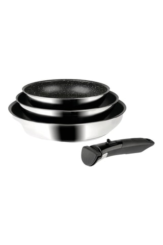 3 poêles en acier inoxydable et 1 manche amovible Sitramovible Arpege - 20/24/28 cm